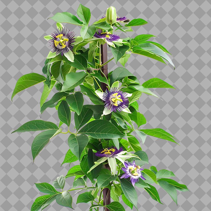 PSD una planta con flores púrpuras y un fondo negro