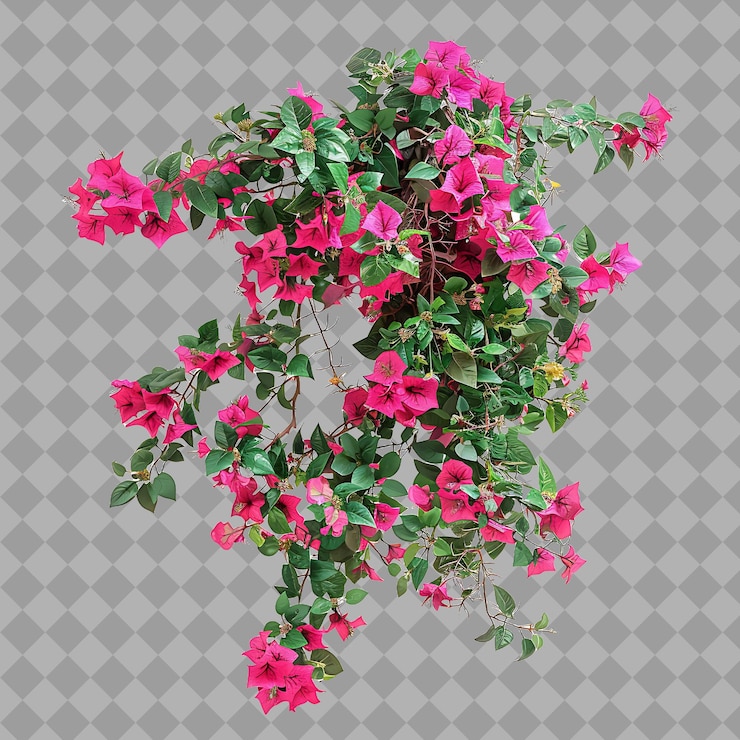 PSD una planta con flores rosadas en un fondo transparente