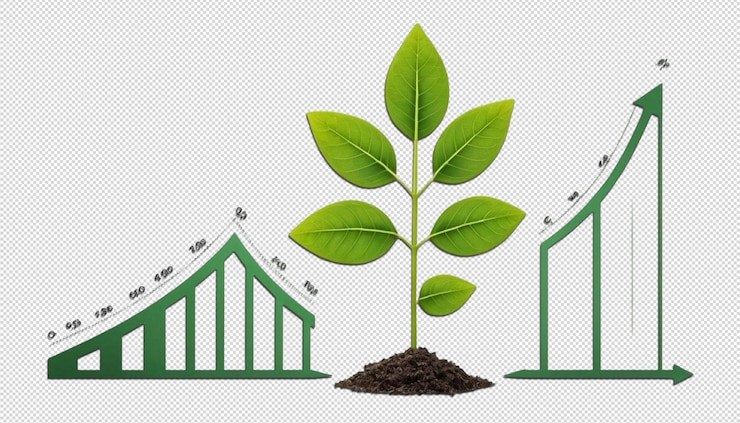 PSD planta en forma de flor de gráfico en crecimiento