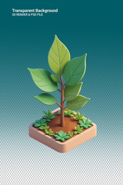 PSD una planta con hojas verdes y un fondo azul