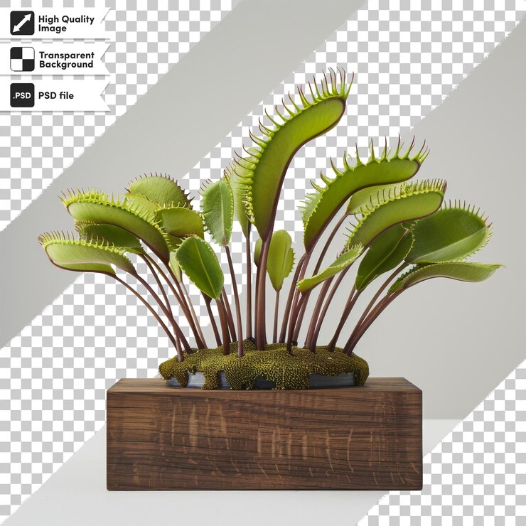 PSD una planta con hojas verdes en una olla con un fondo negro