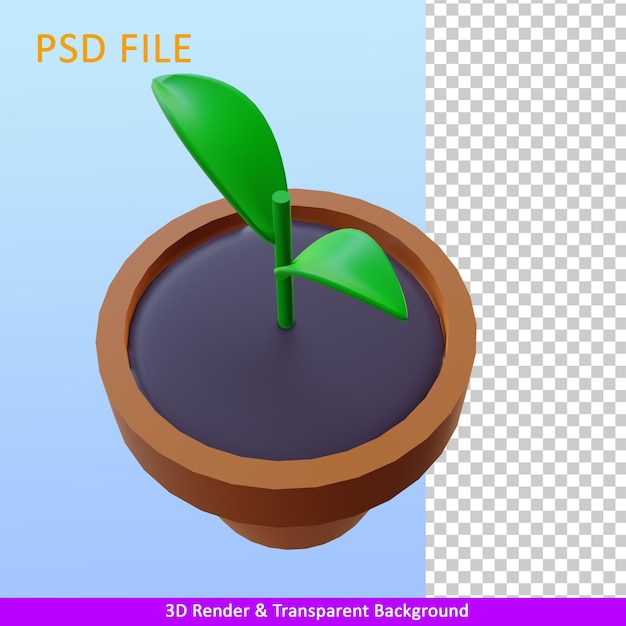 PSD planta de ilustración de render 3d