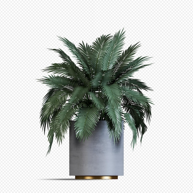 PSD planta isométrica em vaso de decoração em renderização 3d