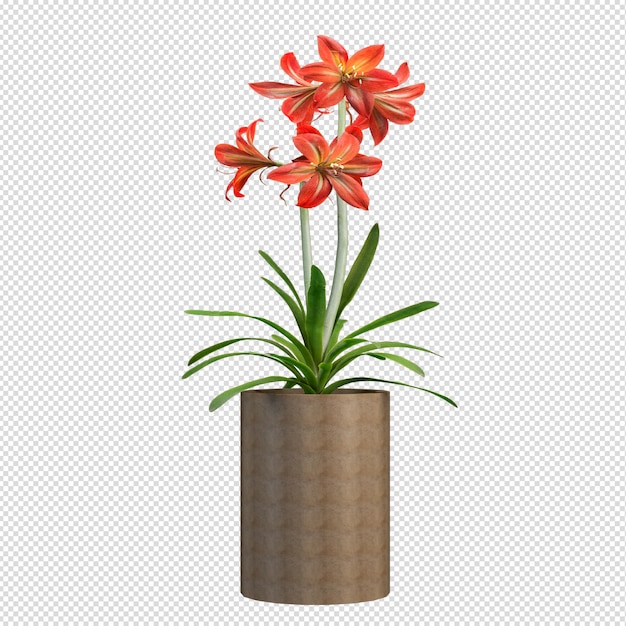 Planta en maceta en 3D rendering aislado
