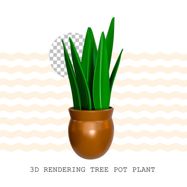 Planta de maceta de árbol de representación 3D
