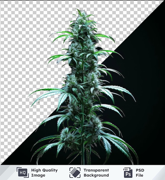 PSD planta de marihuana en una olla sobre un fondo negro