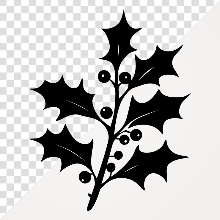 PSD planta de navidad con silueta de acebo de navidad de papua nueva guinea