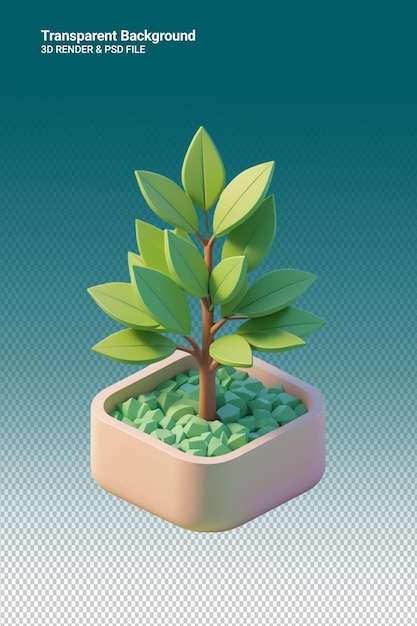 PSD una planta en una olla con hojas verdes en ella