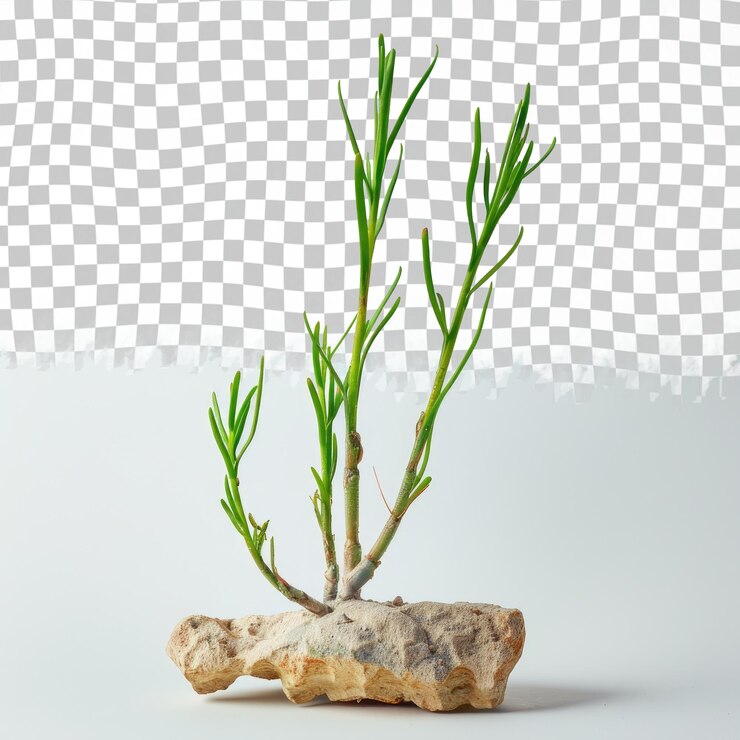 PSD una planta que crece fuera de una roca con un fondo de una foto de una planta