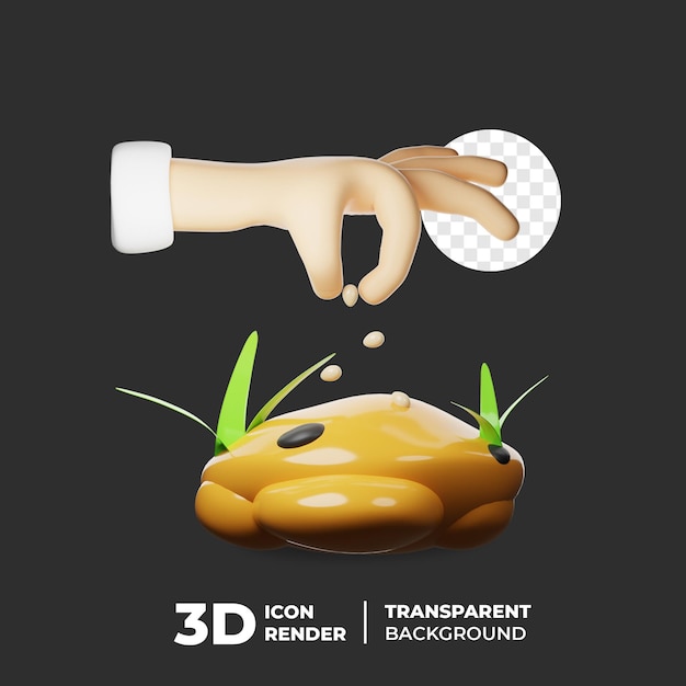 PSD plantando semente ícone 3d