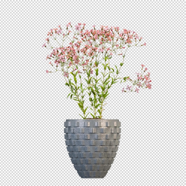 Plantar em vaso em renderização 3d isométrica