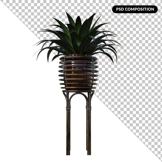 Plantar em vaso isolado 3d