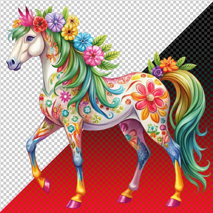 PSD plantas de acuarela flores de elemento dorado plumas de caballo hojas tropicales