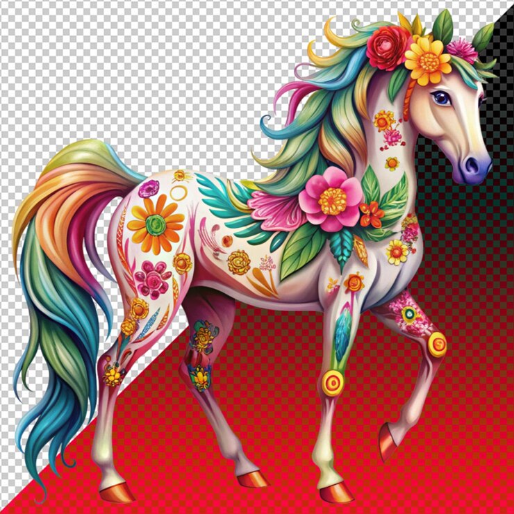 PSD plantas de acuarela flores de elemento dorado plumas de caballo hojas tropicales