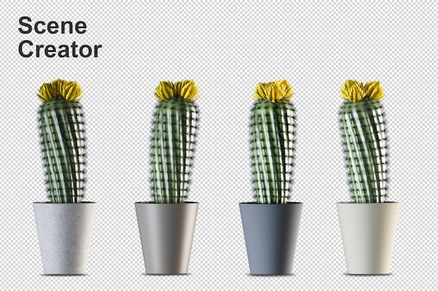 Plantas em vasos em renderização 3d isoladas