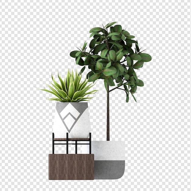 Plantas en maceta en renderizado 3d