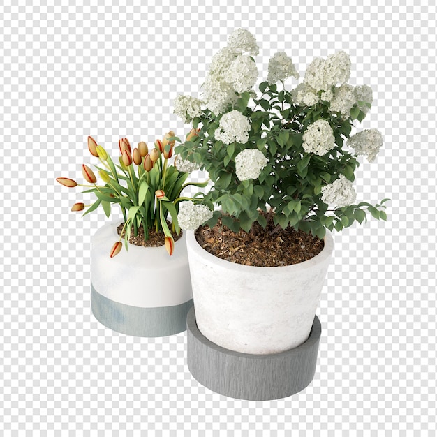 Plantas en maceta en representación en 3D