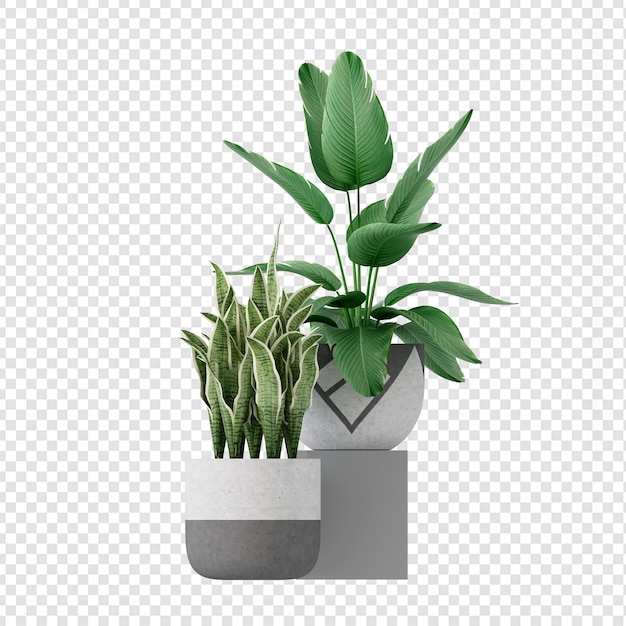 Plantas en maceta en representación en 3D