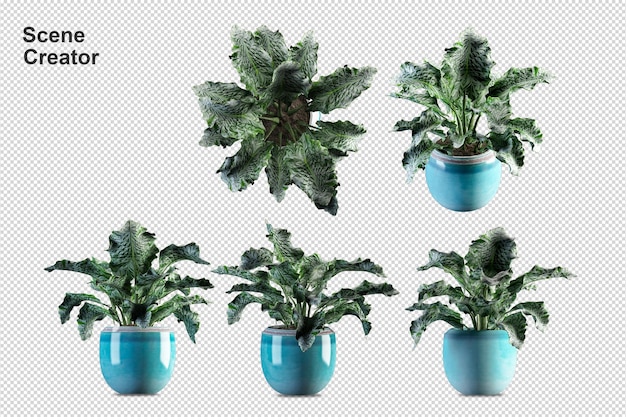 Plantas en macetas en 3d prestados