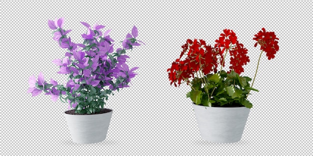 Plantas en macetas en renderizado 3d