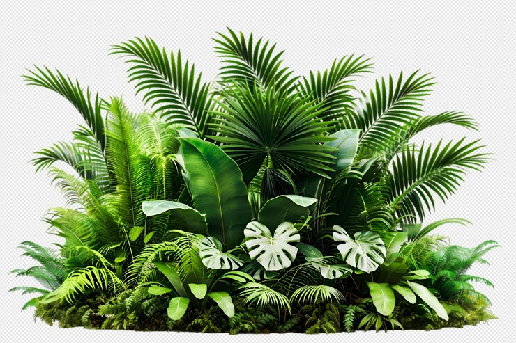 Plantas tropicales sobre un fondo transparente