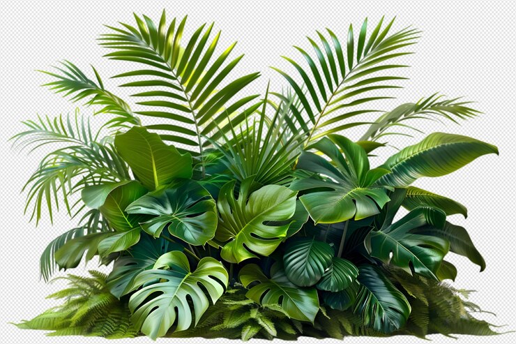 Plantas tropicales sobre un fondo transparente
