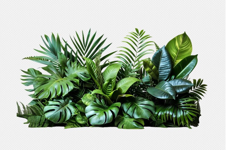 Plantas tropicales sobre un fondo transparente