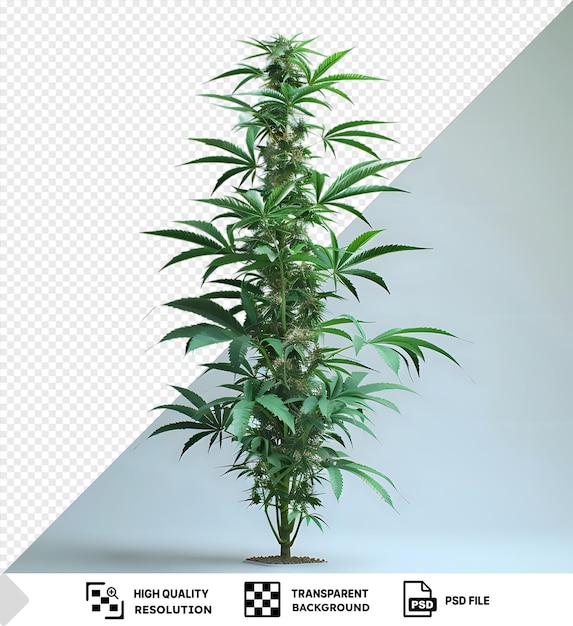 PSD plante de cannabis dans un petit pot sur fond gris png psd