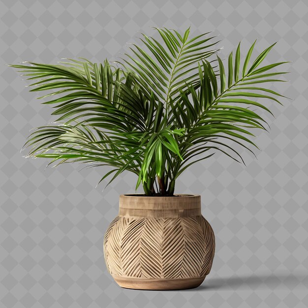 PSD une plante dans un pot avec un motif de palmiers