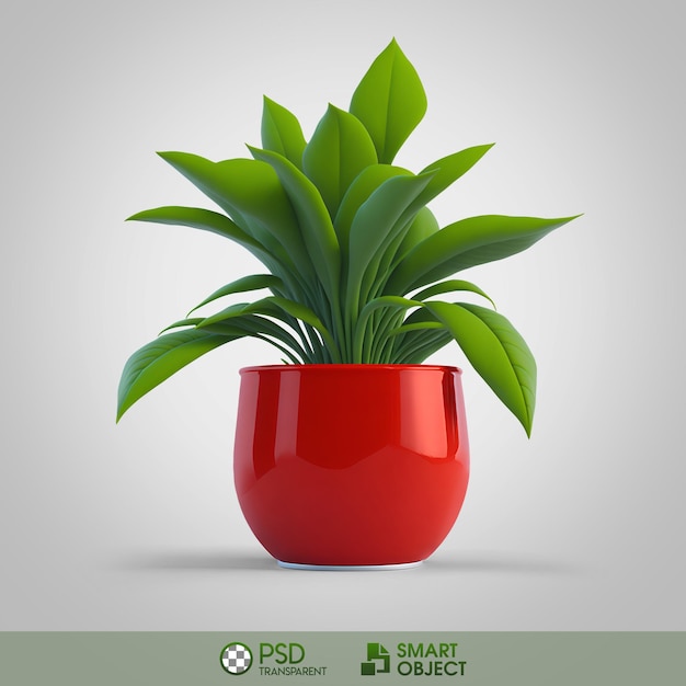 Une Plante Dans Un Pot Rouge Avec Une Feuille Verte Dans Le Coin.