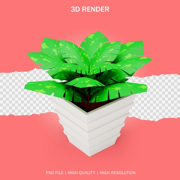 Plante Décorative Verte Avec Pot Et Fond Transparent En Design 3d