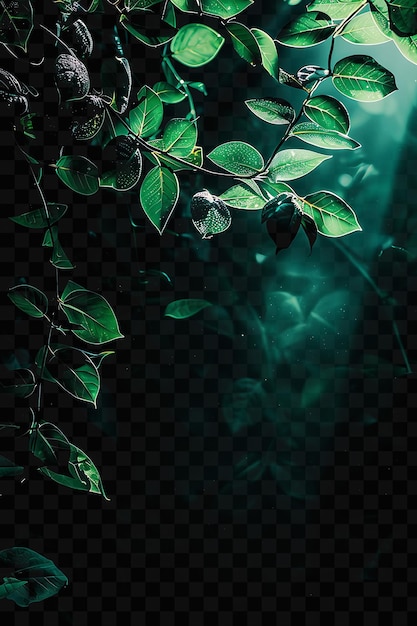 PSD une plante avec des feuilles vertes et de la lumière bleue dessus