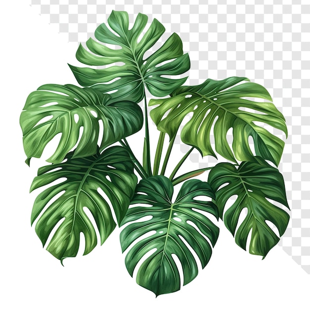 PSD une plante de monstera d'époque illustrée sur un fond transparent