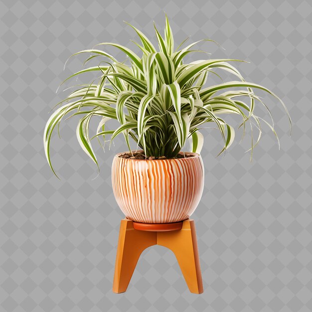 PSD une plante en pot est assise sur un petit tabouret avec un fond blanc