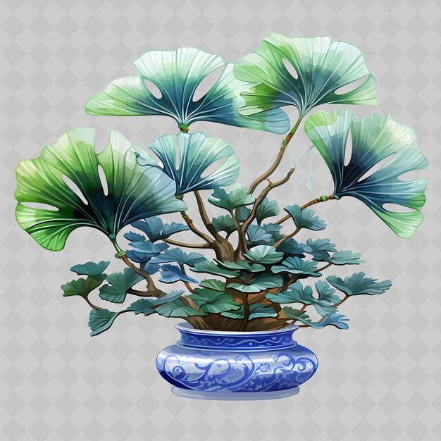 PSD une plante en pot avec le mot bonsai dessus