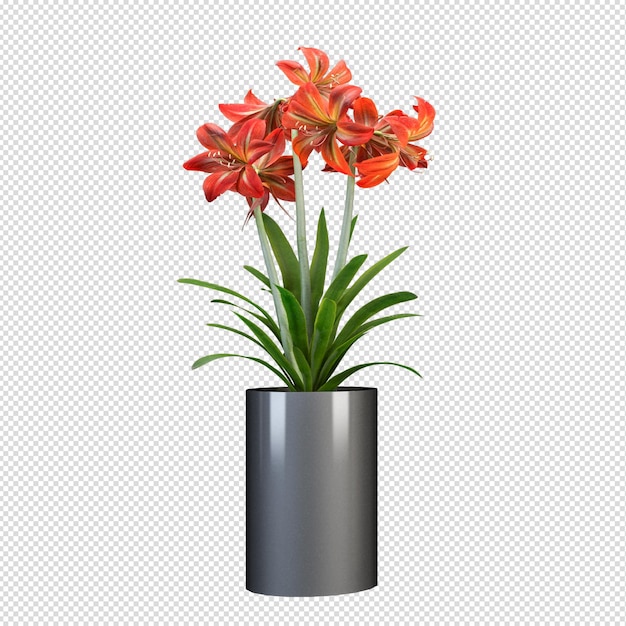 PSD plante en pot en rendu 3d isolé