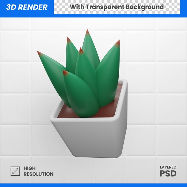 PSD plante verte 3d dans un pot