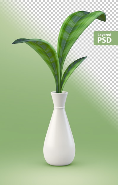 PSD plante verte dans un vase blanc