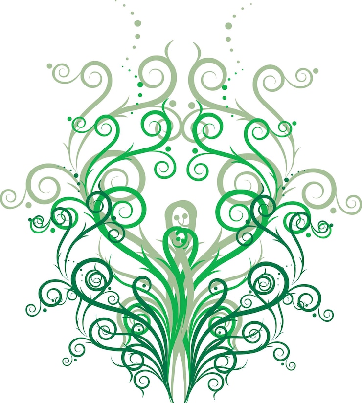 PSD une plante verte et verte avec un arbre vert au milieu