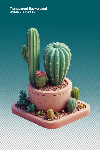 PSD un planteur de cactus avec des cactus et des cactuses