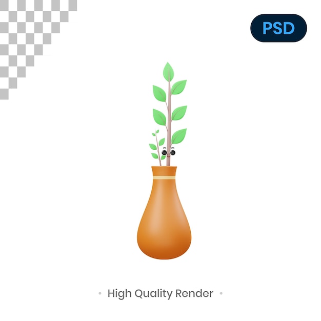 Planties 3D Render Ilustración Premium Psd