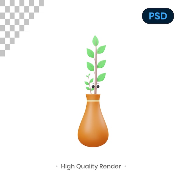 Planties 3d render ilustración premium psd