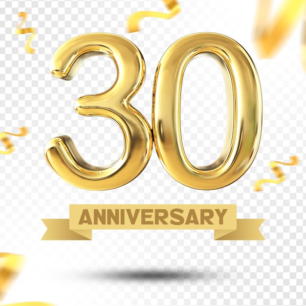 Plantilla 3D de aniversario de oro de 30 años de número