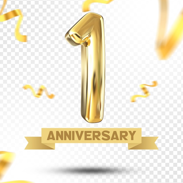 Plantilla 3d de aniversario de oro número 1 años