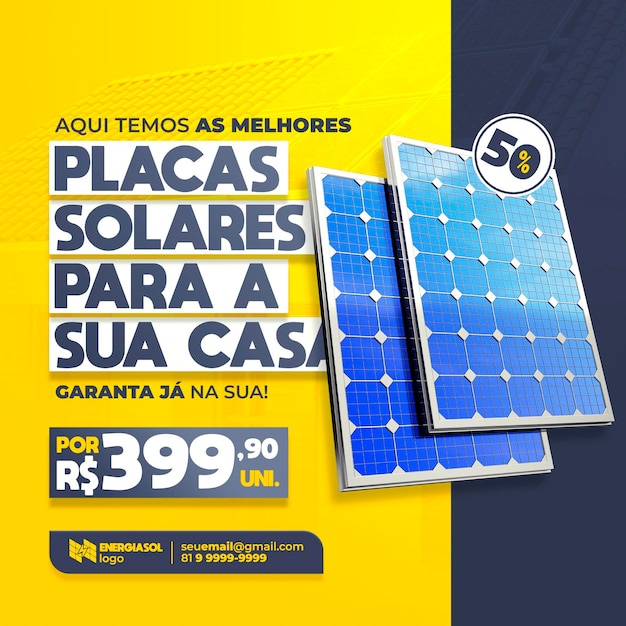 PSD plantilla de alimentación de banner de redes sociales de energía solar psd portugués brasileño