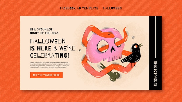 Plantilla de anuncio de facebook de halloween de diseño plano
