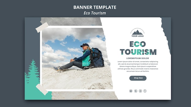 Plantilla de anuncio de turismo ecológico de banner
