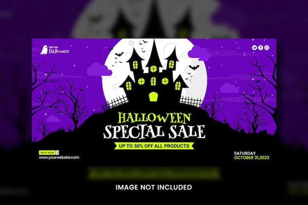 PSD la plantilla de anuncios de halloween en facebook.