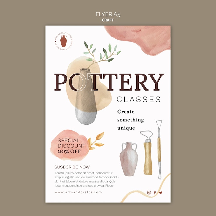 PSD plantilla de arte y artesanía de diseño plano