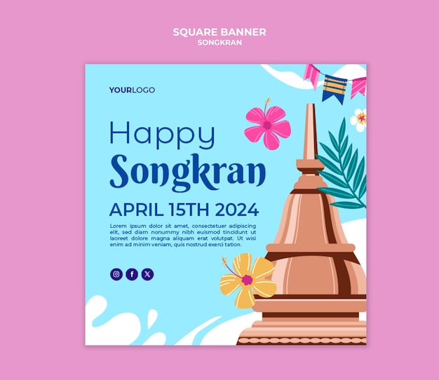 PSD plantilla de la bandera de la celebración de songkran